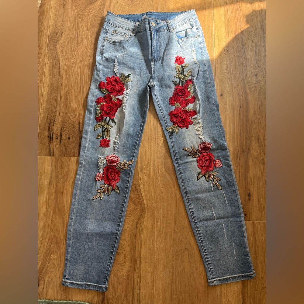 Embroidered Floral Women’s Jeans